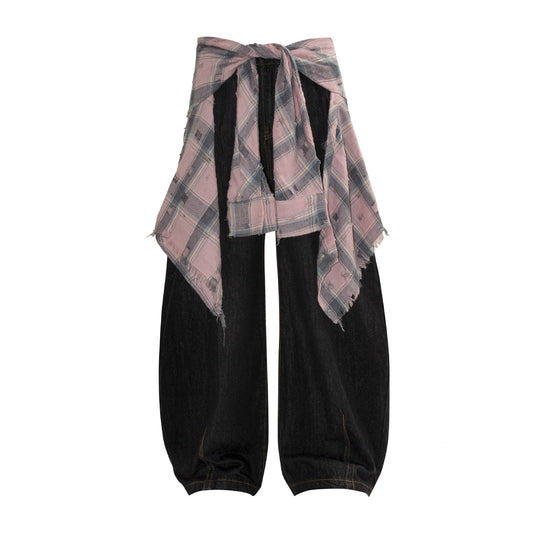 Deconstructed Design  Loose Wide-Leg Jeans
