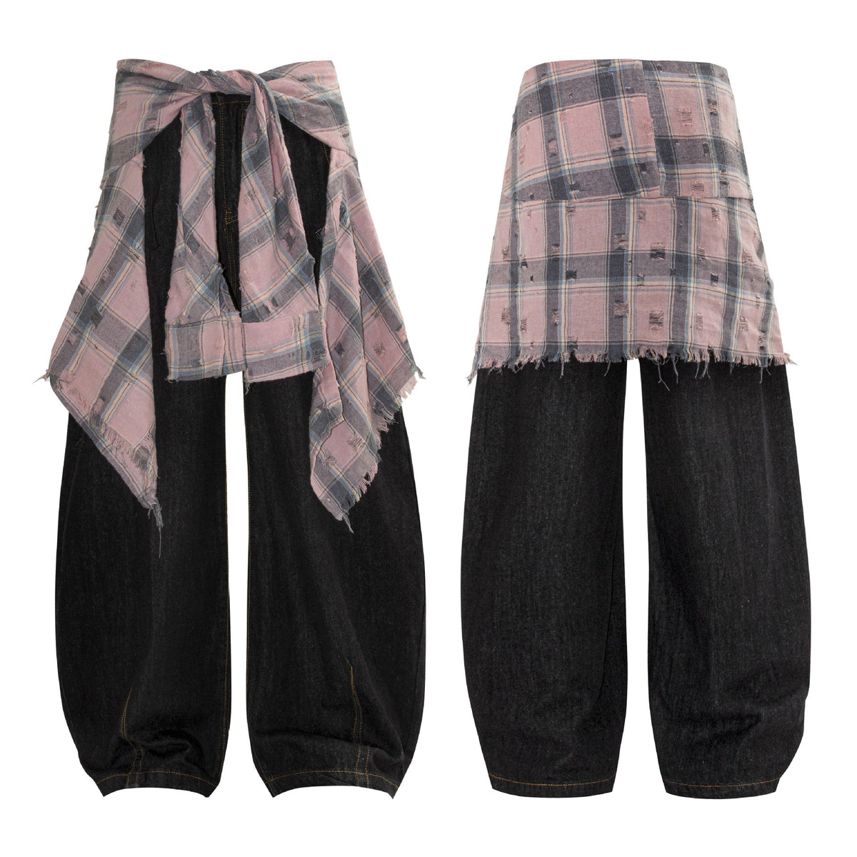 Deconstructed Design  Loose Wide-Leg Jeans