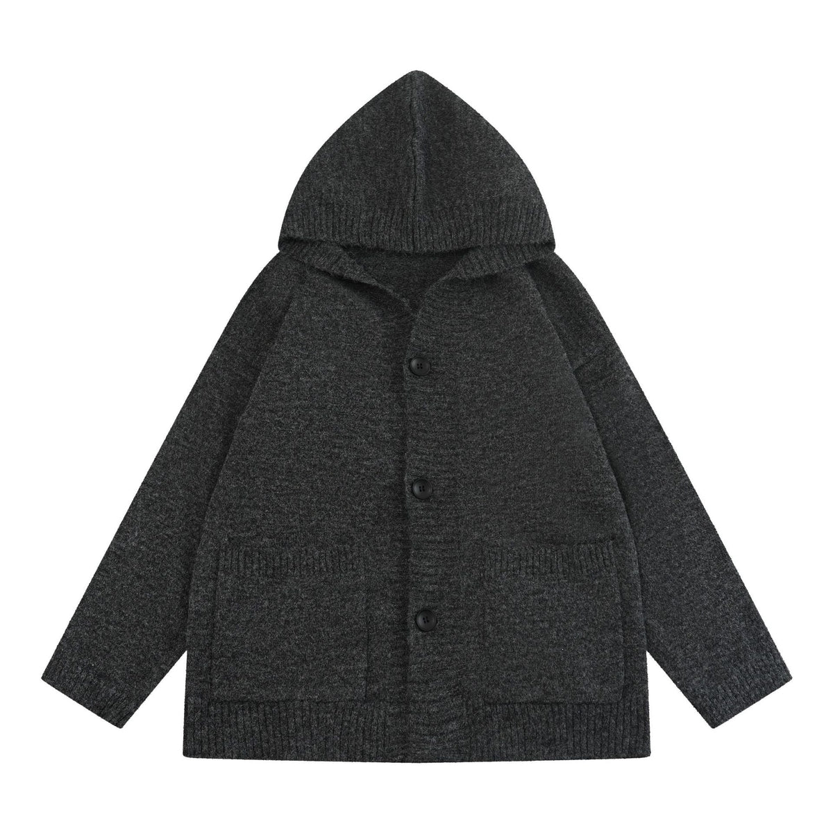 Open Front Cardigan Coat Loose Lazy Style Hooded Sweater