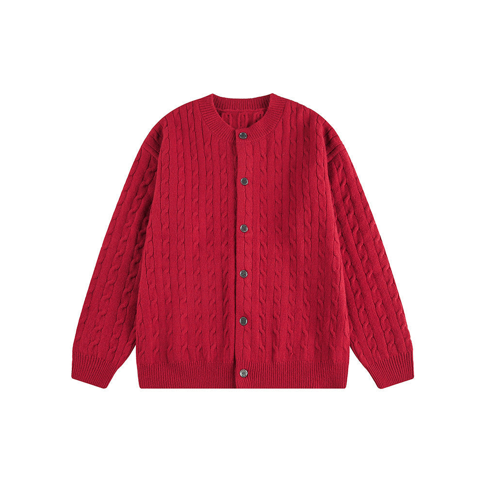 Knitted Cardigan Coat in  Braided Loose Casual Style