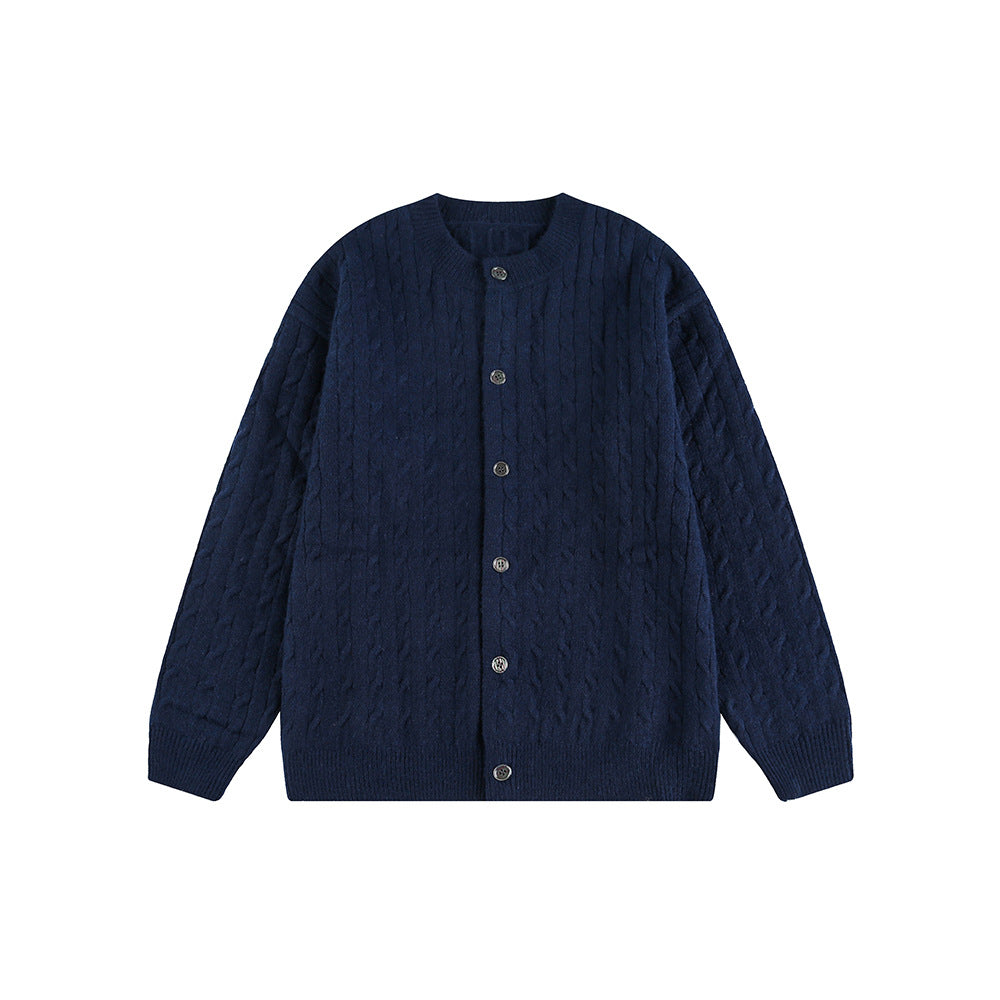 Knitted Cardigan Coat in  Braided Loose Casual Style