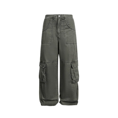 Multi-Pocket Cargo Pants Loose Wide-Leg Casual Trousers